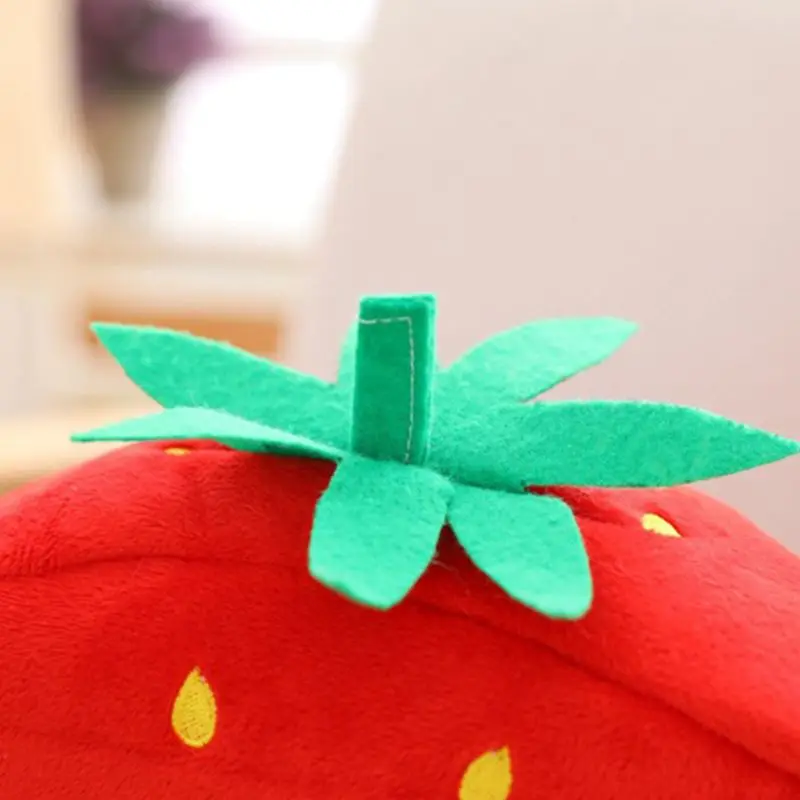 Cosplay Hat Plush Strawberry Hat Scarf Earflap Soft Winter Warm Full Headgear for Women Men Kids Novelty Cosplay Costume