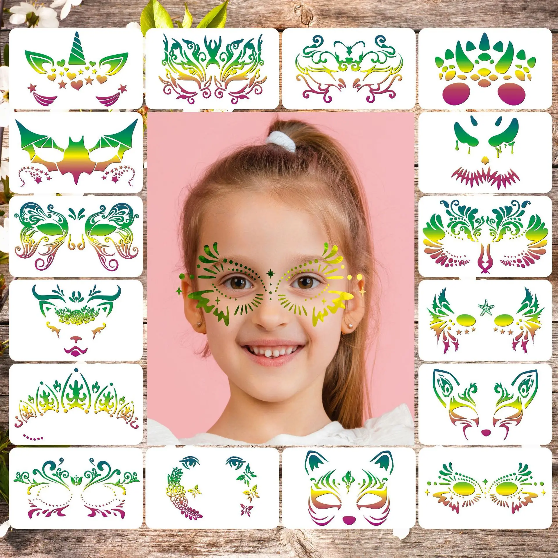 Face Skeleton Painting Stencil Mask Set DIY Kids Graffiti Hand Painting Aids Tattoo Stencils Makeup Face Painting Template Henna Tattoo Stencils
