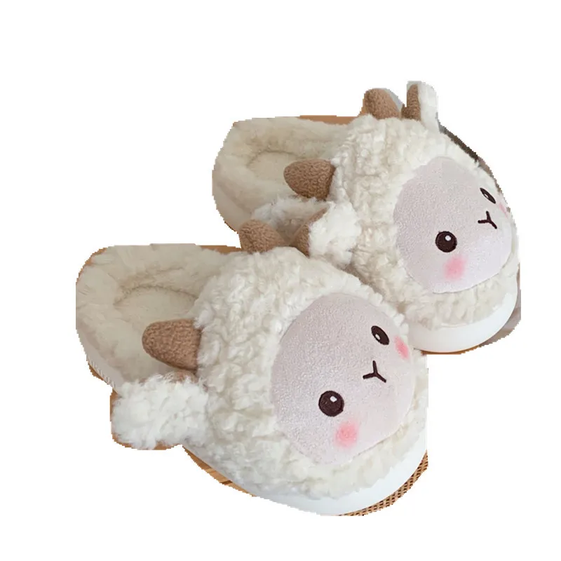 Lovers Lovely Lamb Cotton Slippers For Men And Women 2022 Winter Home Non Slip Thick Soled Warm Plush Home Slipper