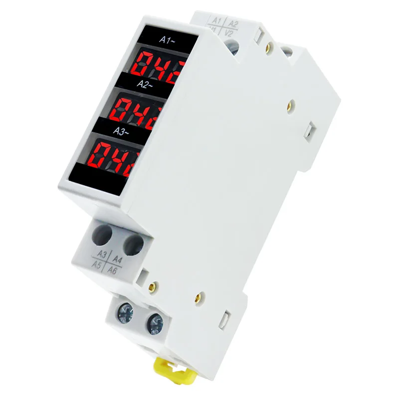 Mini Din Rail Digital Display Three-Phase Modular Current Meter Gauge Indicator LED 1-100A 220V 380V