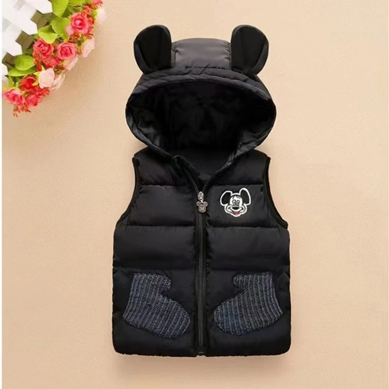 Hoodied Vest Winter Girls Boys Minnie Mickey Mouse Waistcoat Outerwear Spring Autumn Jackets Coat baby waistcoat