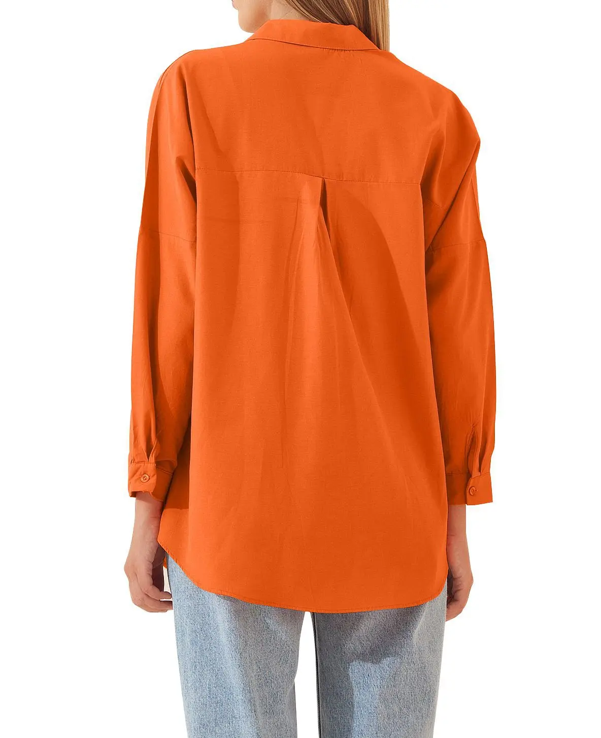 Womens Clothing V-neck Solid Button Long Sleeve Casual Blouse