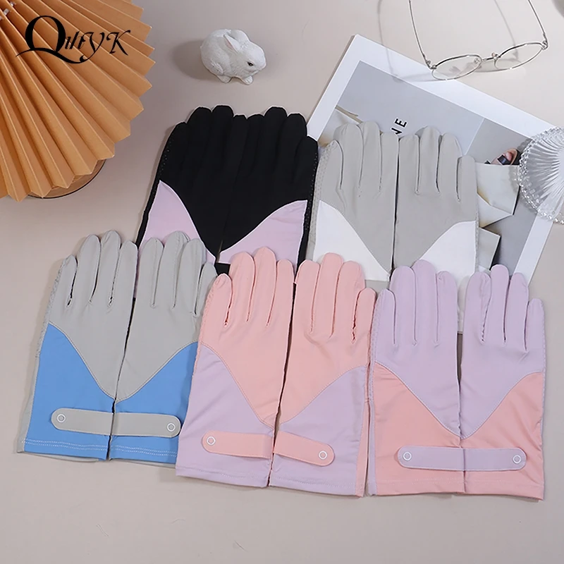 

Summer Ice Silk Sunscreen Gloves Women Touch Screen Gloves Anti-UV Breathable Non Slip Riding Driving Gloves