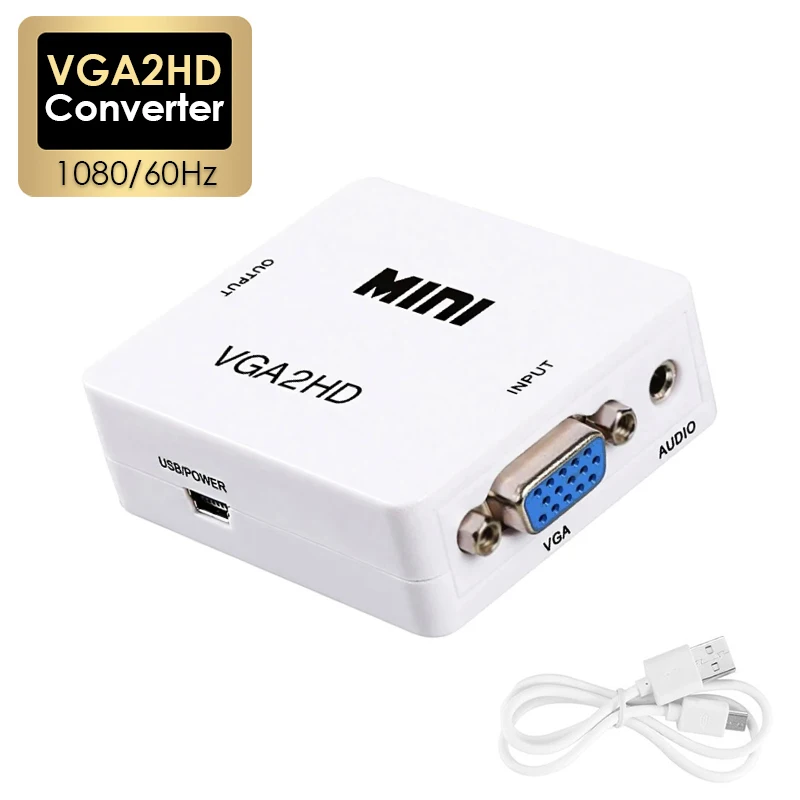 1080P VGA to HDMI-compatible Adapter Converter Connector VGA2HD With Audio Port for PC Laptop for HDTV Projector Video Box vga to hdmi converter