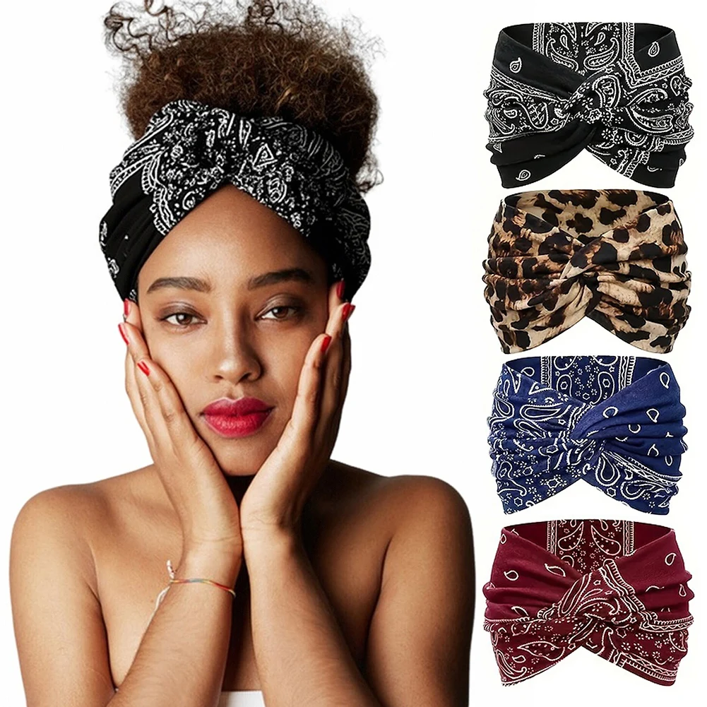 Verdrehte breite Stirnbänder für Frauen extra großer Turban -Training Stirnband Fashion Yoga Haarbänder Boho Twisted Dick Hair Accessoires – Detail 4
