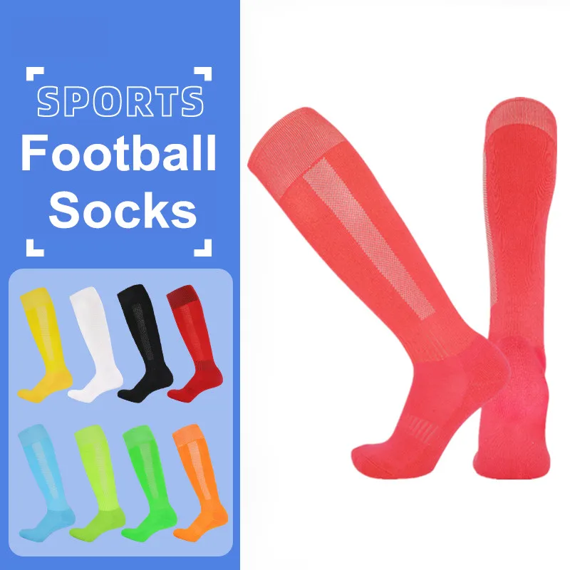 

Football Men Non-Slip Socks Thick Kids Towel Solid Color Outdoor Sports Soccer Socks Girl Over The Knee Nylon Elastic Stockings