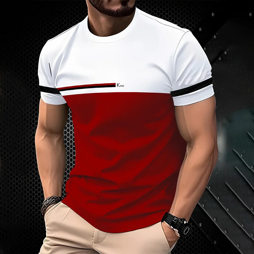 Durant l'été 2026, les t-shirts décontractés pour hommes s'enrichissent d'un simple vêtement d'extérieur à manches courtes, col rond et impression 3D respirante._voghion.com