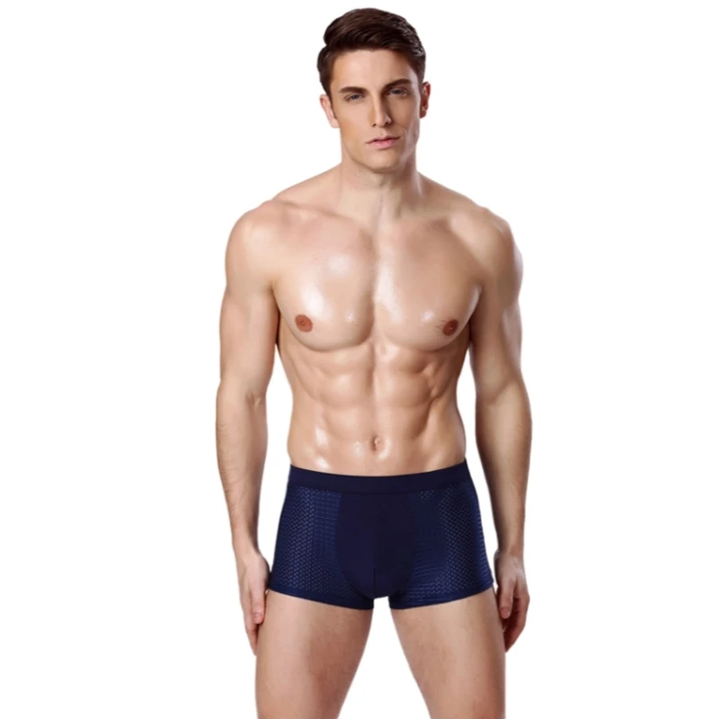 

Men's Mesh Underwear Breathable Quick Drying Boxer Briefs Oversized Sports Shorts Solid Mid Waist Flat Corner Underpants