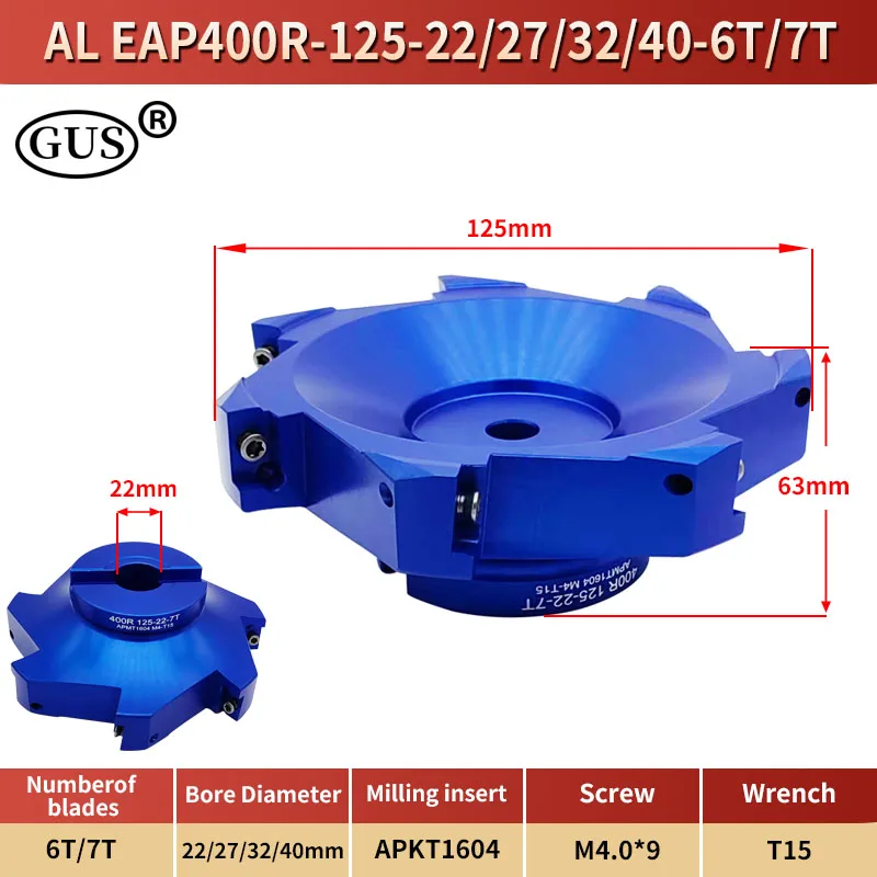 EAP 400R BAP400R 40 50 63 80 100 125 160 90 ° 알루미늄 합금 밀링 커터 헤드 삽입형 APKT1604 CNC FMB 공구 홀더 선반용