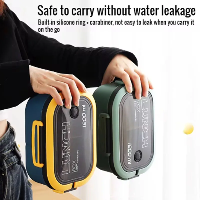 【Hot sales】Student Lunch Box Thickened PP Plastic Material Partition Double Layer Lunch Box Office Lunch Box Can Be Heated 2