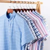 Summer 100% Cotton Oxford Men's Shirt Short Sleeve Plaid Striped Male Clothes Business Regular Fit Dress Shirts Oversized 7XL 6X 1