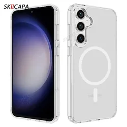 Magnetic Wireless Charging Transparent Acrylic Phone Case for Samsung A14 (Clear)