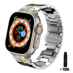 Elegant Stainless Steel Watch Band - Luxury Metal Bracelet Strap for 42-44-45-46-49mm (Silver Gold)