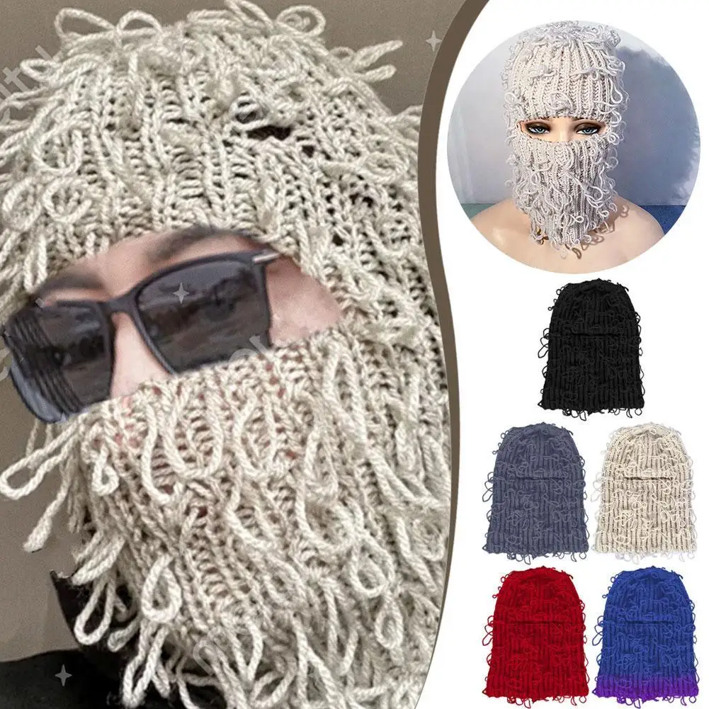 

Full Face Mask Autumn Winter Knit Fashion Solid Color Rabbit Fur Hat Bucket Cap Fisherman's Hat Retro Knitted Wool Basin Bucket