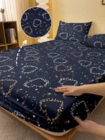 1 Simple modern Heart-Shaped Geometry printed matte Fitted Sheet, bedroom printed bed cover, bedding (excluding pillowcases) 1