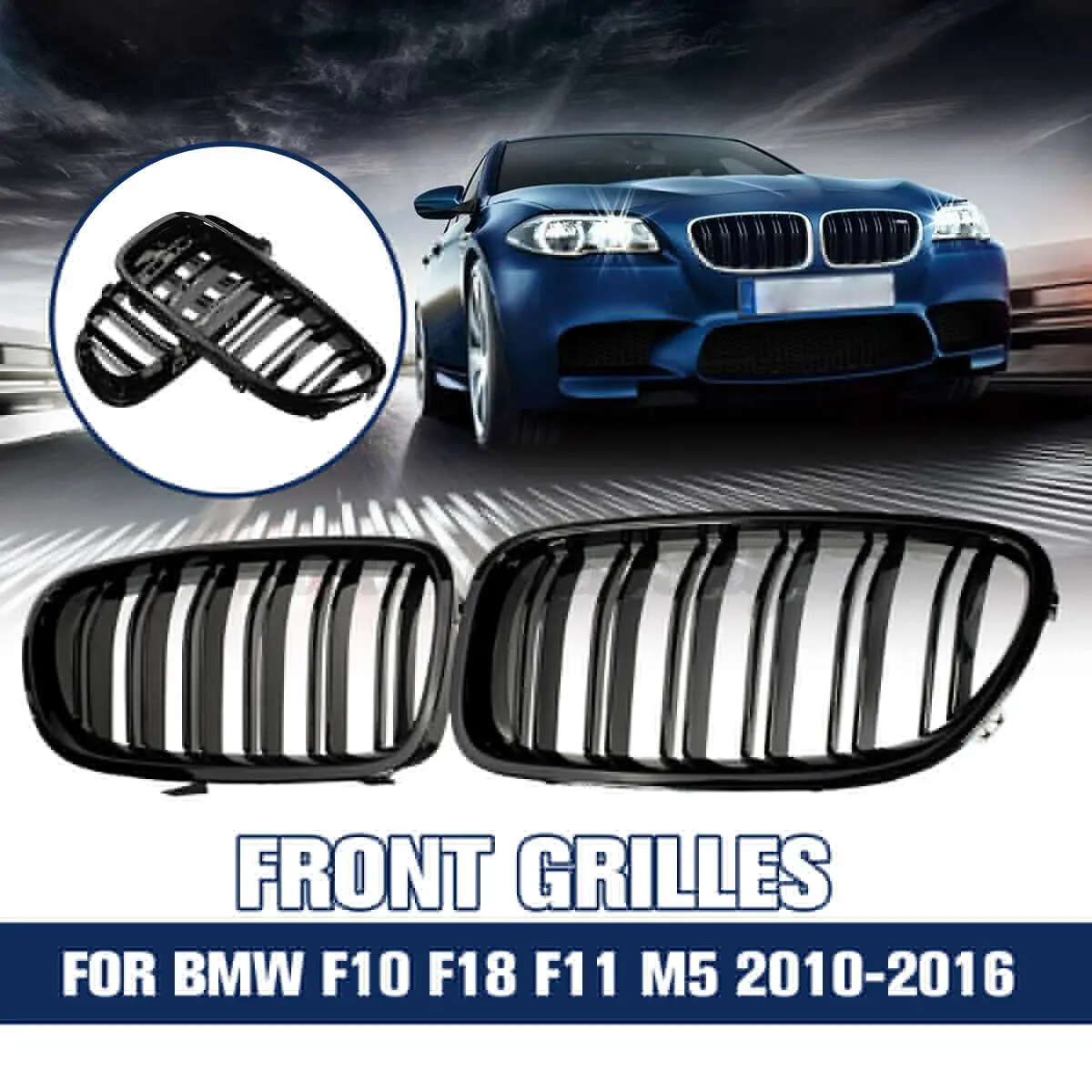 

Rhyming Front Bumper Kidney Grille Air Intake Dual Grill Car Accessories Fit For BMW 5 Series F10 F11 F18 2010-2016