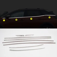  Car Accessories for Peugeot 3008 GT 2017-2022 Stainless Steel Bottom Window Sill Trims Decoration Cover 8pcs 