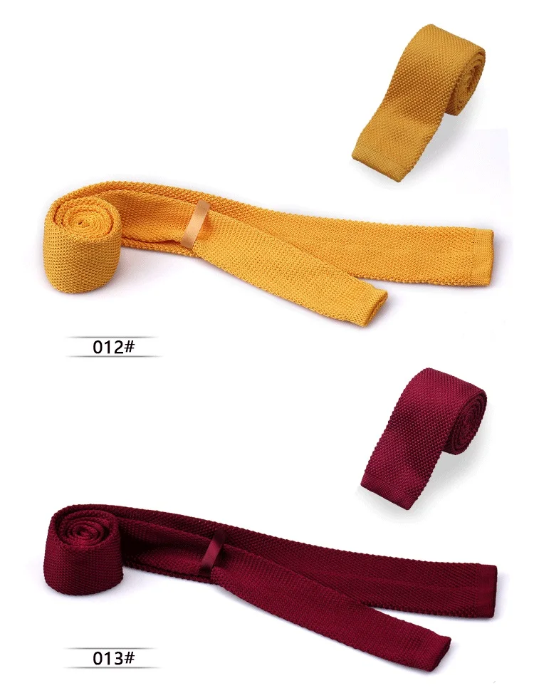 Schlanke Strickkrawatten für Männer, 5,5 cm, einfarbig, modische Wasserkrawatten, einfarbig, Schwarz, Weiß, Grau, Blau, Burgunderrot, Damenhals-Strickkrawatten – Detail 14