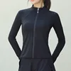 Women's Sporty Long Sleeve Jacket Quick Dry Fitness Running Suit Urban Style Stand Collar Polyester Fiber Outerwear