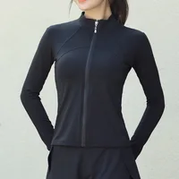 Women's Sporty Long Sleeve Jacket Quick Dry Fitness Running Suit Urban Style Stand Collar Polyester Fiber Outerwear