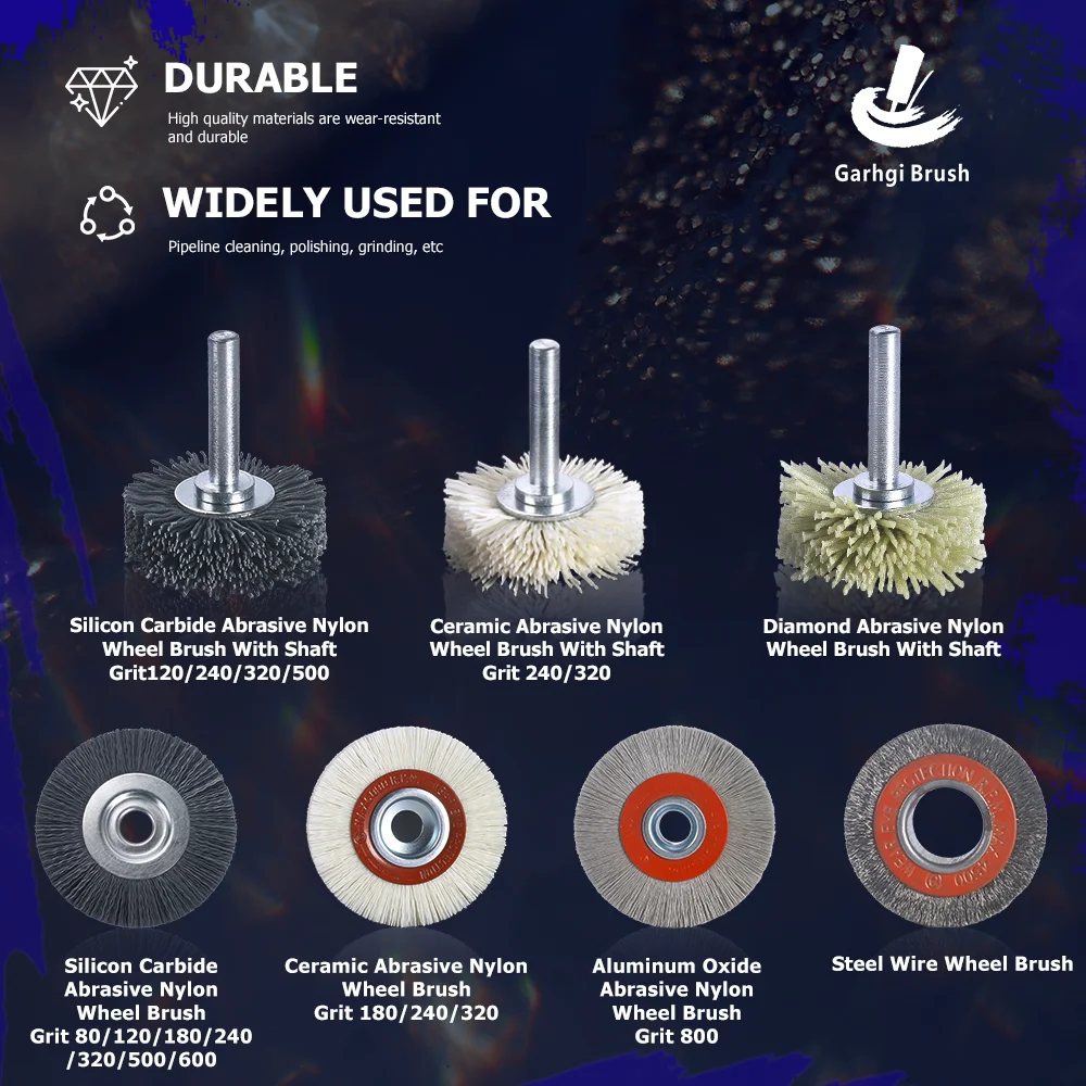 320Grit Nylon Draht Rad Pinsel Polieren Farbe Streifen Skala Rost Reinigung Weichere Metalle Aluminium Bohrer CNC Maschine Werkzeug Zubehör – Detail 2