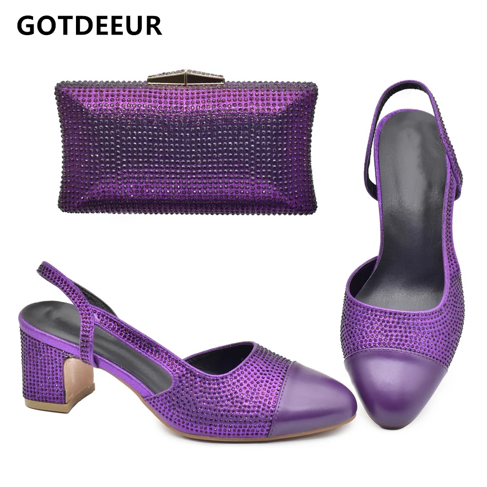 

New Fashion Italian Matching Shoe and Bag Set Decorated with Rhinestone Shoes for Women 2023 Designer Luxury Plus Size Shoes