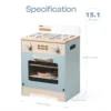 Robotime Robud Kitchen Washer Playset Play Kitchen Fridge Refrigerator Play Toy Oven Wooden Kitchen Playset for Kids Age 3+Blue