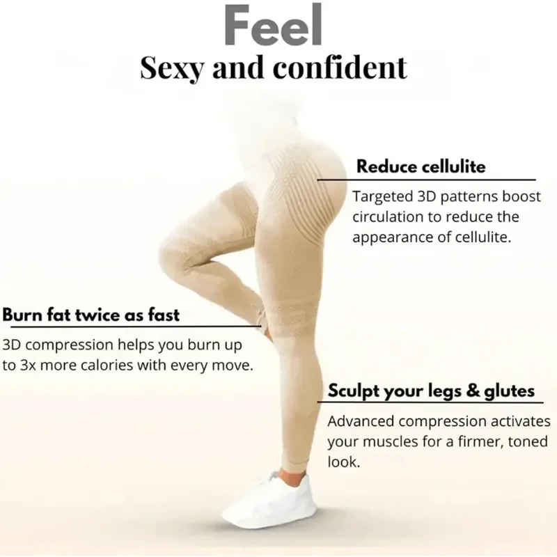Women' Cellulite 3D Leggings, High Waisted Butt Lifting