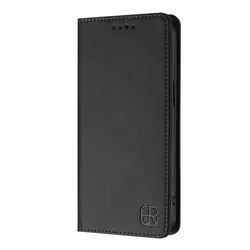 Luxury Anti-Theft Leather Wallet Flip Phone Case with Magnetic Closure for Poco M6 Pro 5G (Black)