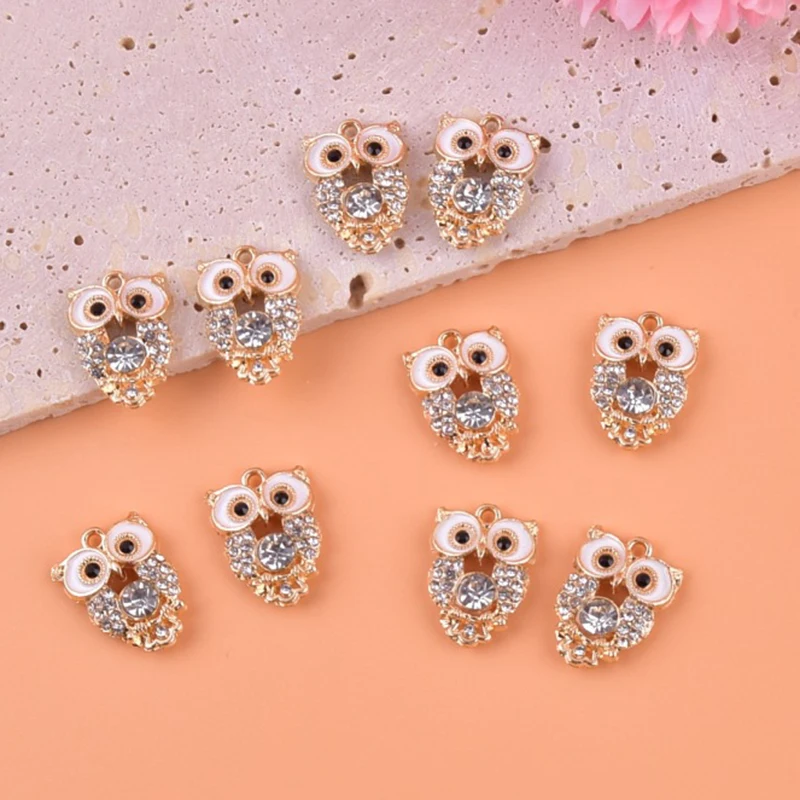 

10pcs Owl Alloy Diamond Perfume Bottle Alloy Charms Pendants for DIY Jewelry Earring Bracelet Bag Accessory