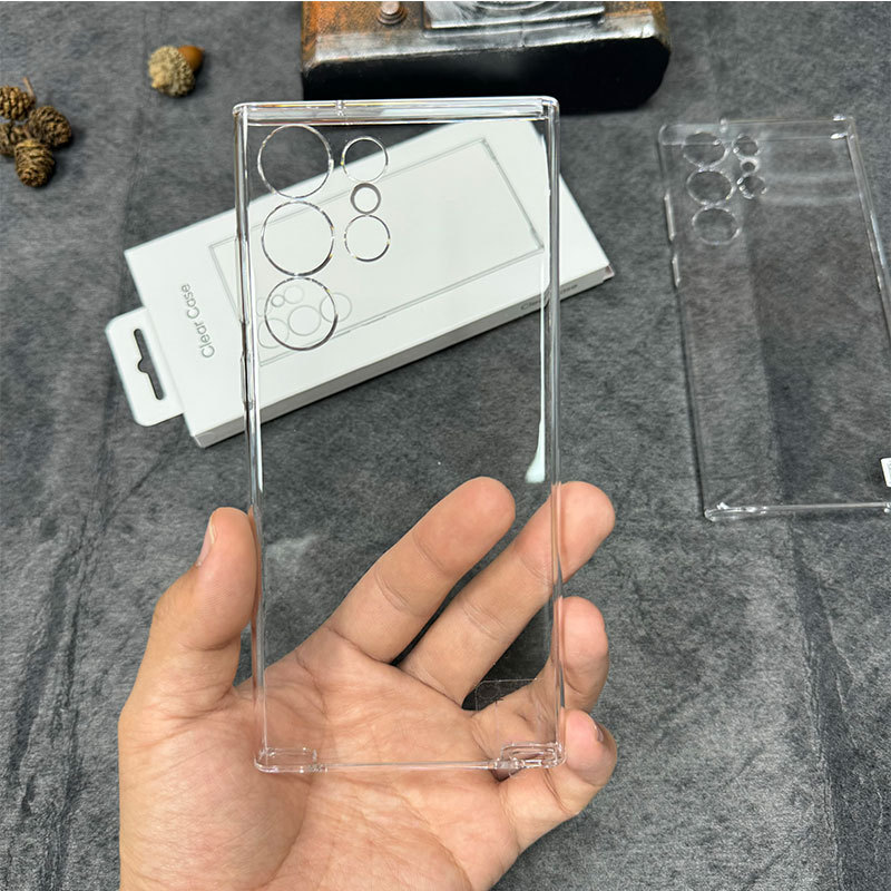 Luxury Anti-fall Clear Phone Case For Samsung S22 S23 S24 Ultra Transparent Hard PC Phone Cover For Samsung S23 Ultra S24 Ultra