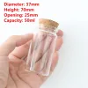 6 Pcs/lot  25*37*70mm 50ml Little Glass Bottle Stopper Dragees Glass Jars Storage for Spice Candy Containers Vials Test Tube 1