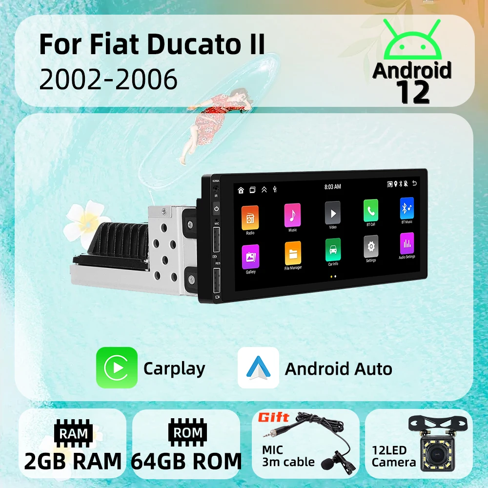 

1Din Android радио для Fiat Ducato II 2002-2006 Carplay Авторадио Android авто стерео автомобильный мультимедийный блок BT GPS навигация
