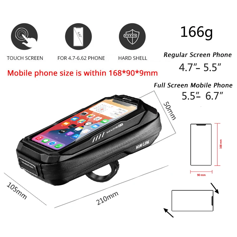 WILD MAN Hard Shell Bicycle Bag Reflective Rainproof Touch Screen Mobile Phone Case Bag Bike Top Tube Bike Accessories bicycle bag
