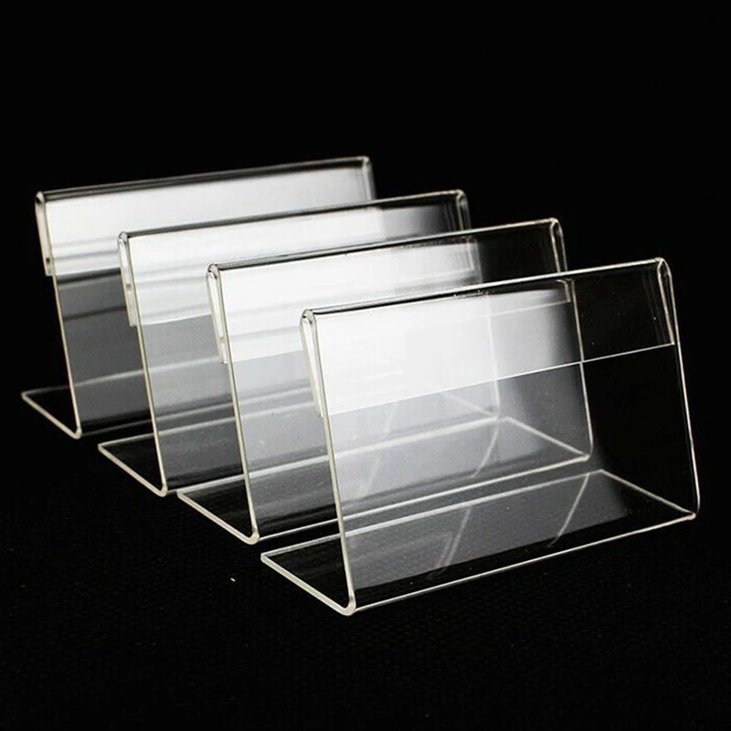 Acrylic Display Holder 25Pcs L-Shaped 6x4cm Business Card Transparent Deskstop Sign Frame Price Tag Poster Rack