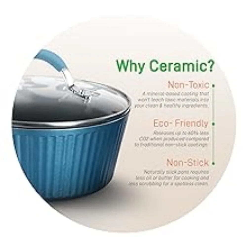 pfoa ptfe free;Nonstick;Cookware Excilon;Home Kitchen Ware Pots;nutrichef;eco