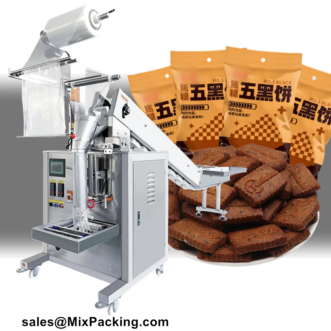 Semi Automatic Vertical Sealing Packing Machine Biscuits Bucket Chain Vertical