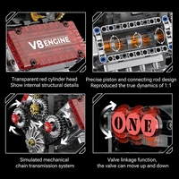 Brick V8 Engine Motorized Simulation Model Electrically Drive Building Blocks Technical Car Parts Creative Toys Gifts Boys Adult 5