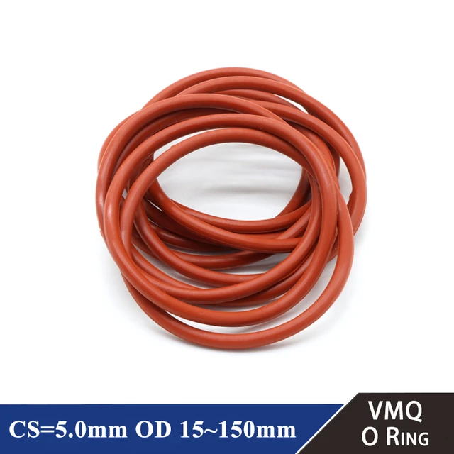 10Pcs Food Grade VMQ O Ring Gasket CS 5mm OD 15 ~ 150mm Waterproof