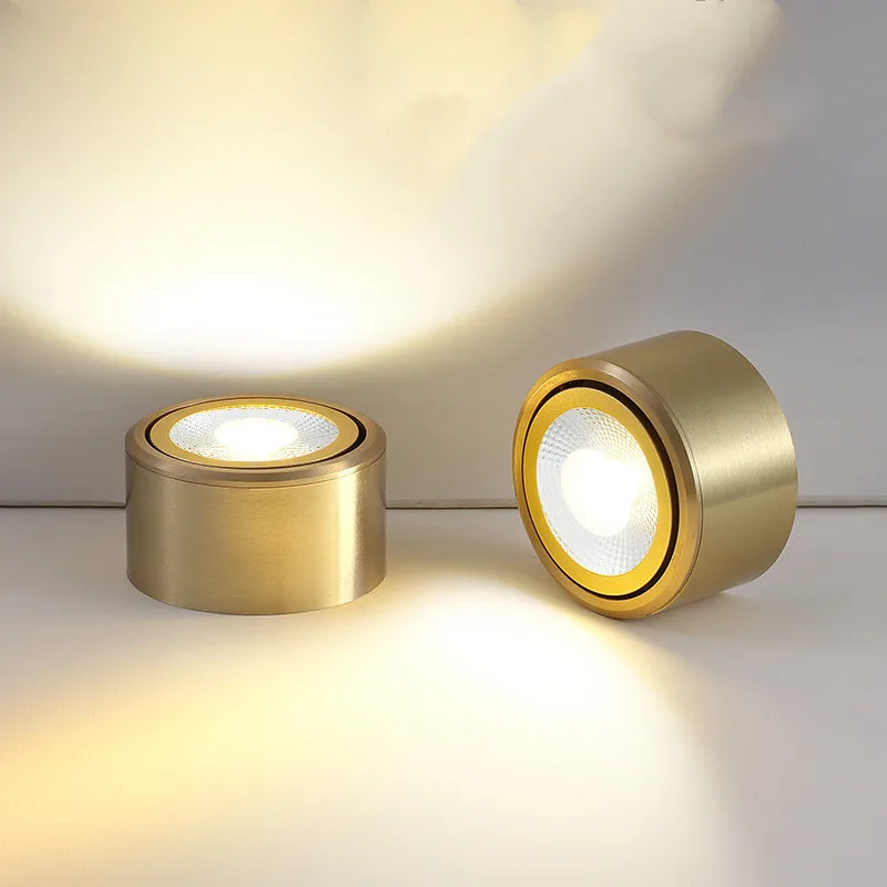 

Modern Copper LED COB Downlight For Indoor Living Room/Bedroom/Study/Restaurant/Corridor Ceiling Light Adjustable Angle