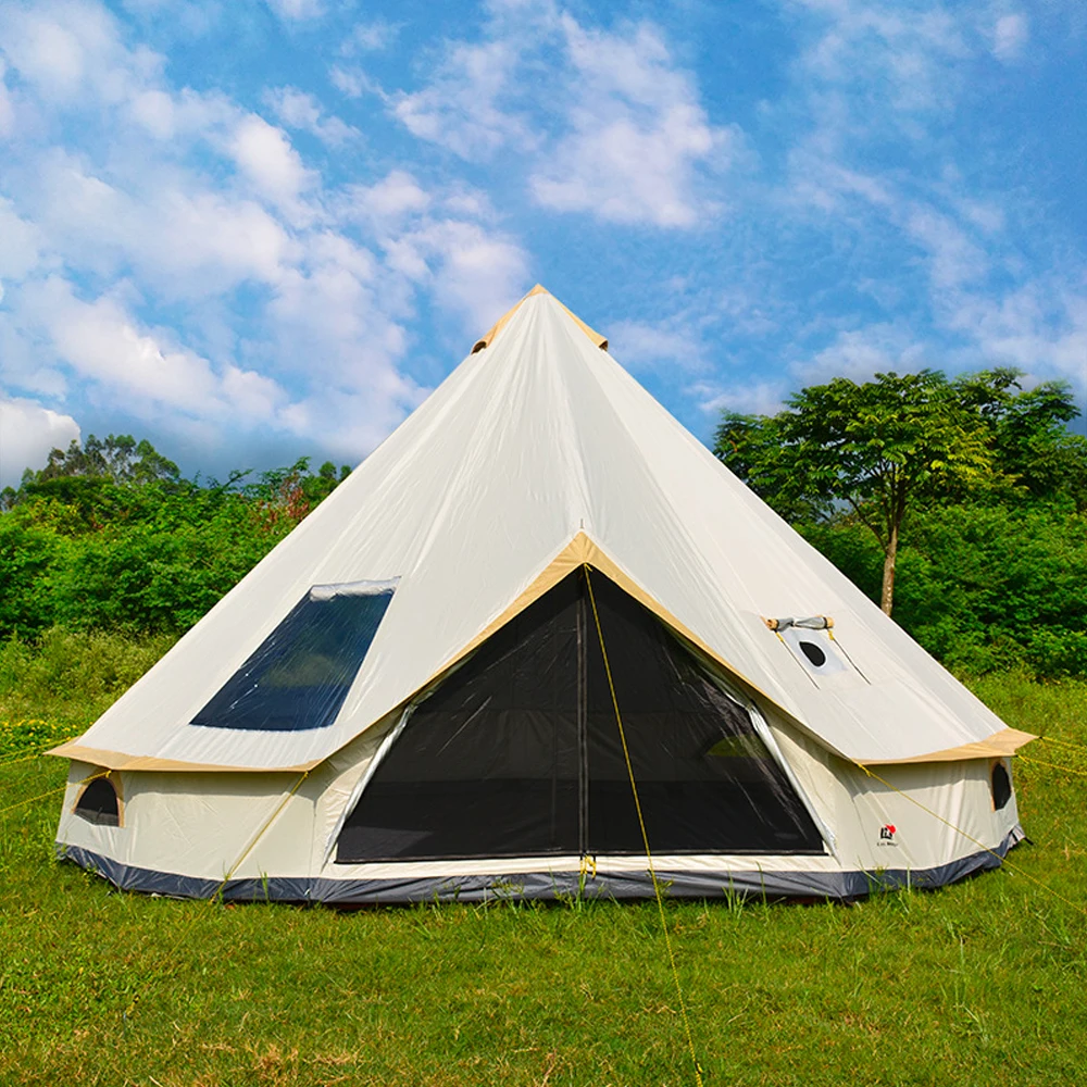 5M Outdoor Camping Cheap Oxford Bell Tent Chimney Hole Stove Jacket Sun  Protection Waterproof Glamping Tent 8+ person - AliExpress
