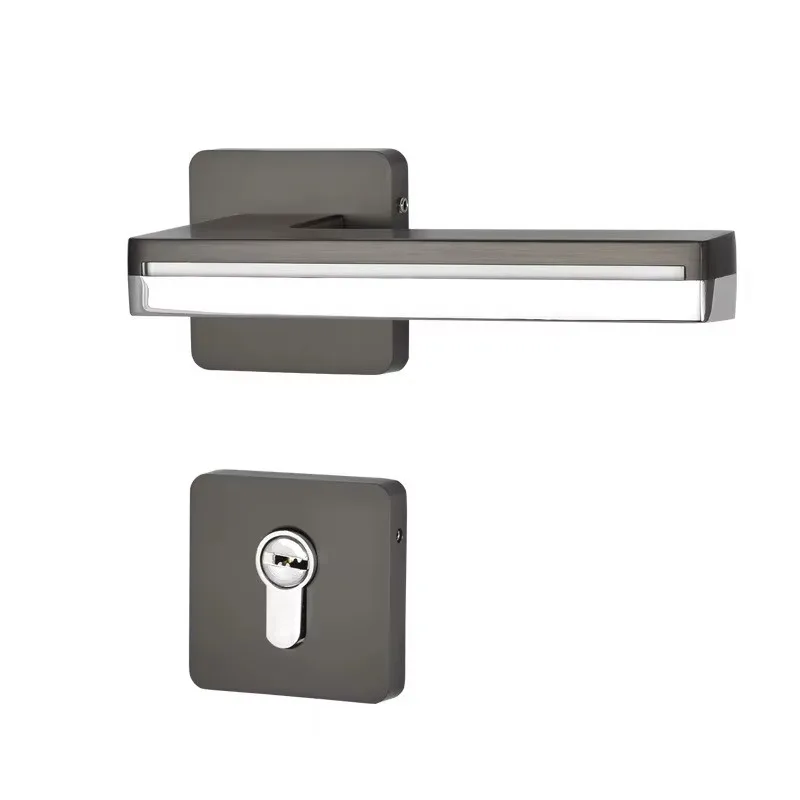 LED Light Interior Door Locks Handle Zinc Alloy Rosette and Plate Door Lever Set Wood Passage Lock For Bedroom led door lock set