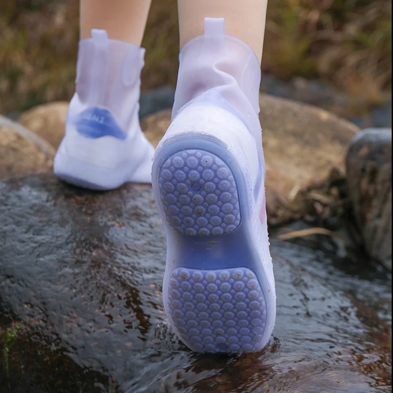 2023 Women Silicone Waterproof Shoe Cover Resuable Rain Boot Shoes Protector Outdoor Rainy Days Elastic Overshoes