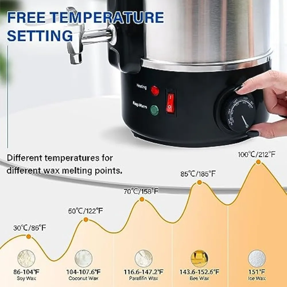 Temperature Control Stainless Steel Large Melting Pot Commerical 8L  Electric Wax Melting Pot with Spout Wax Melter - AliExpress