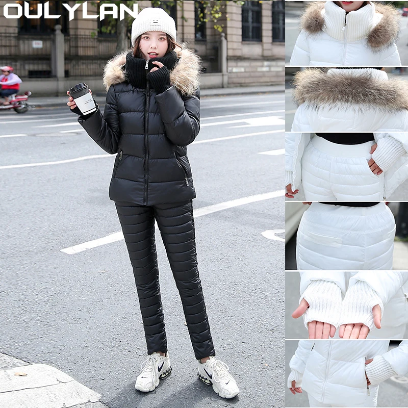 

Warm Women Snowboard Skisuit Outdoor Sports Skiing Pant Set Zipper Ski Suit NEW Lady Ski Jumpsuit Casual Thick Winter