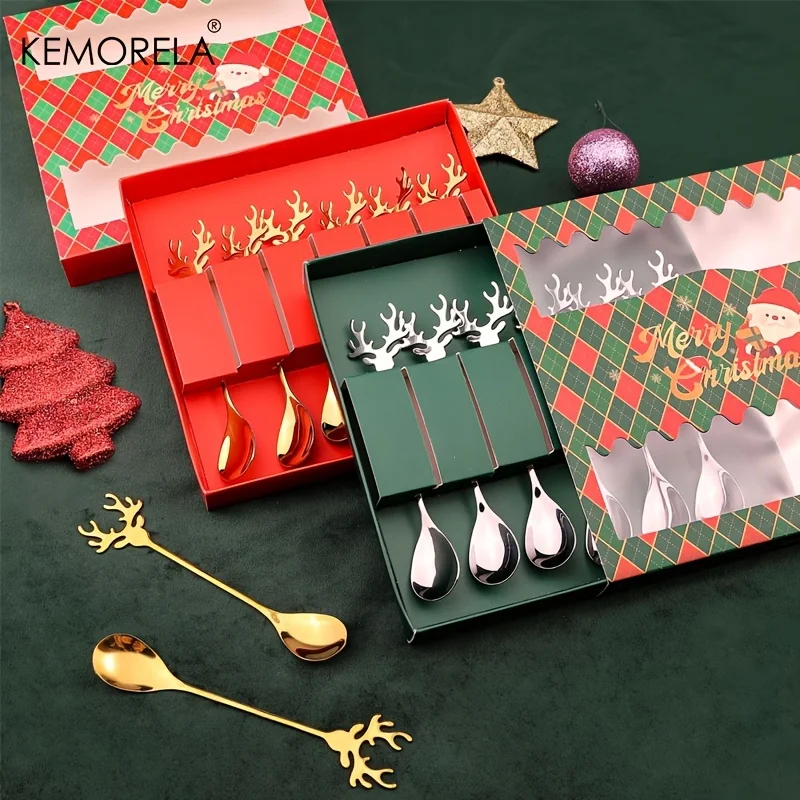 Christmas Stainless Steel Spoon 2/4/6PCS