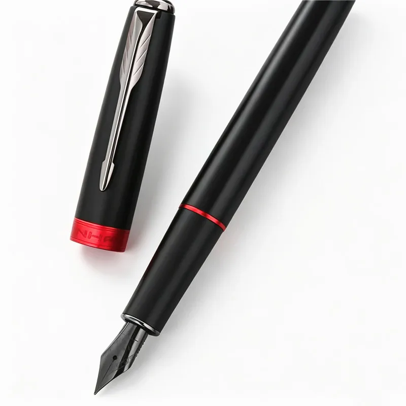 Elegant Luxury Black and Red Fountain Pen for Office and School Supplies