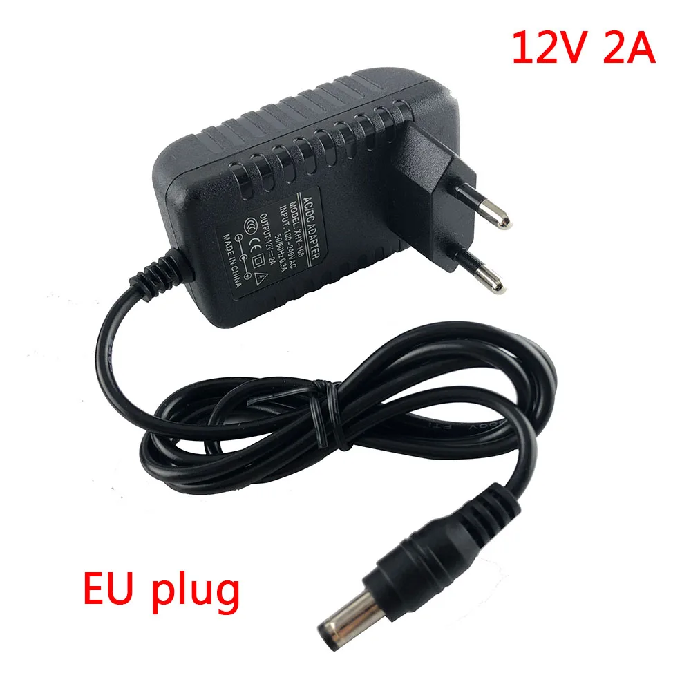 AC DC 12v 2A 2000ma Adapter Power Supply Adaptor EU UK AU US PLUG 5.5*2.5mm Wall Charger For CCTV Cameras And IR Llluminators camera repair parts