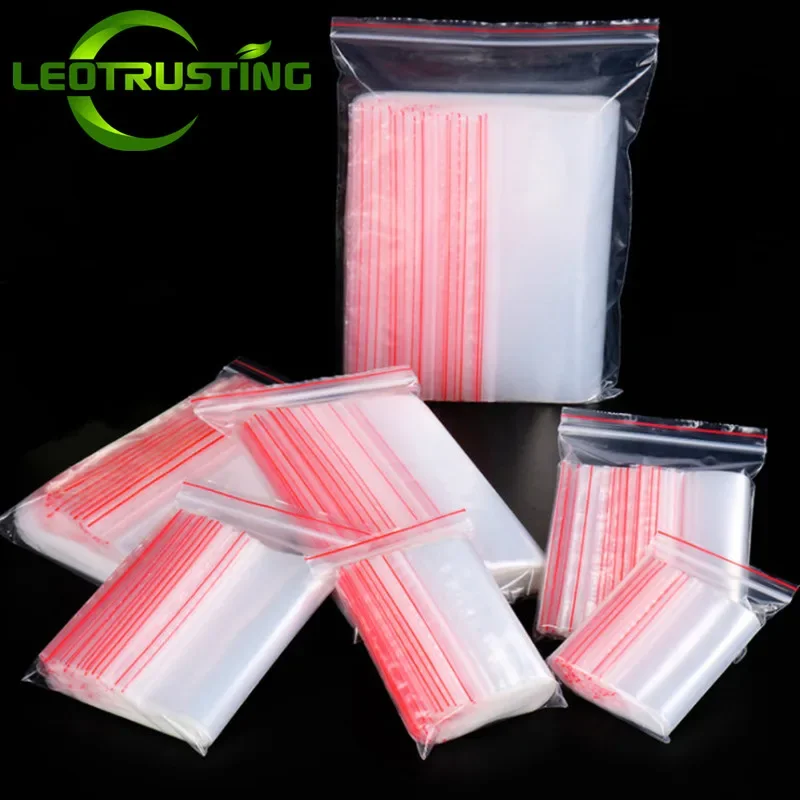 Sacs en plastique PE à fermeture éclair, haute transparence, sachets  refermables, bonbons au sucre, fruits secs, poudre, nettoyage, cadeaux,  strass, 50 microns, 100 pièces par paquet - AliExpress