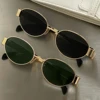 New Oval Sunglasses for Women Men Trendy Metal Frame Sun Glasses Classic Shades Casual Eyewear